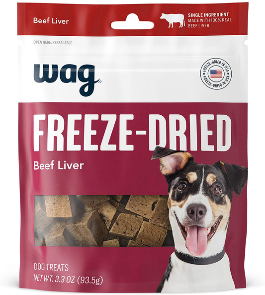 Amazon Brand - Wag Freeze-Dried Raw Single Ingredient Dog Treats (Chicken, Beef, Lamb) Animals & Pet Supplies > Pet Supplies > Dog Supplies > Dog Treats WAG Beef Liver (3.3 oz)  