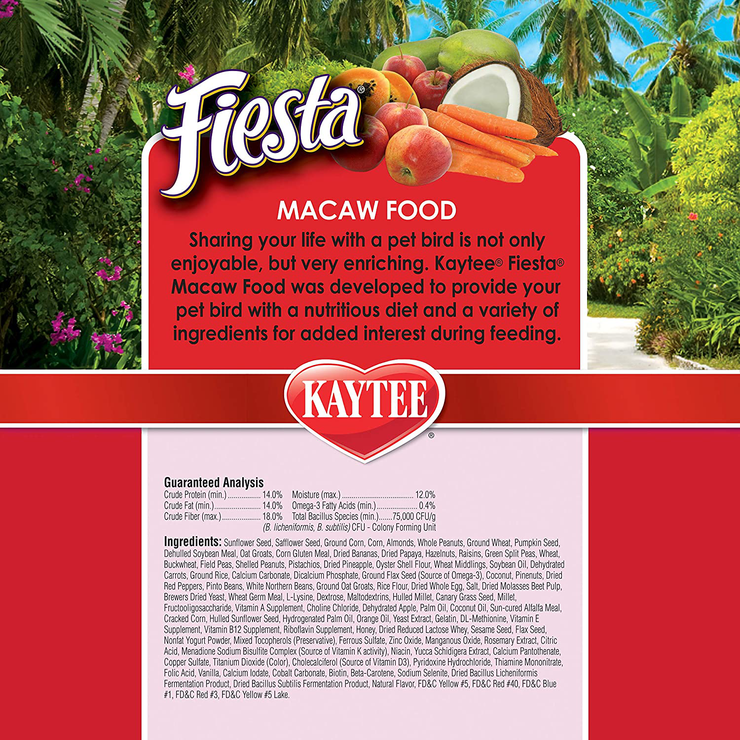 Kaytee Fiesta Macaw Bird Food Animals & Pet Supplies > Pet Supplies > Bird Supplies > Bird Food Central Garden & Pet   