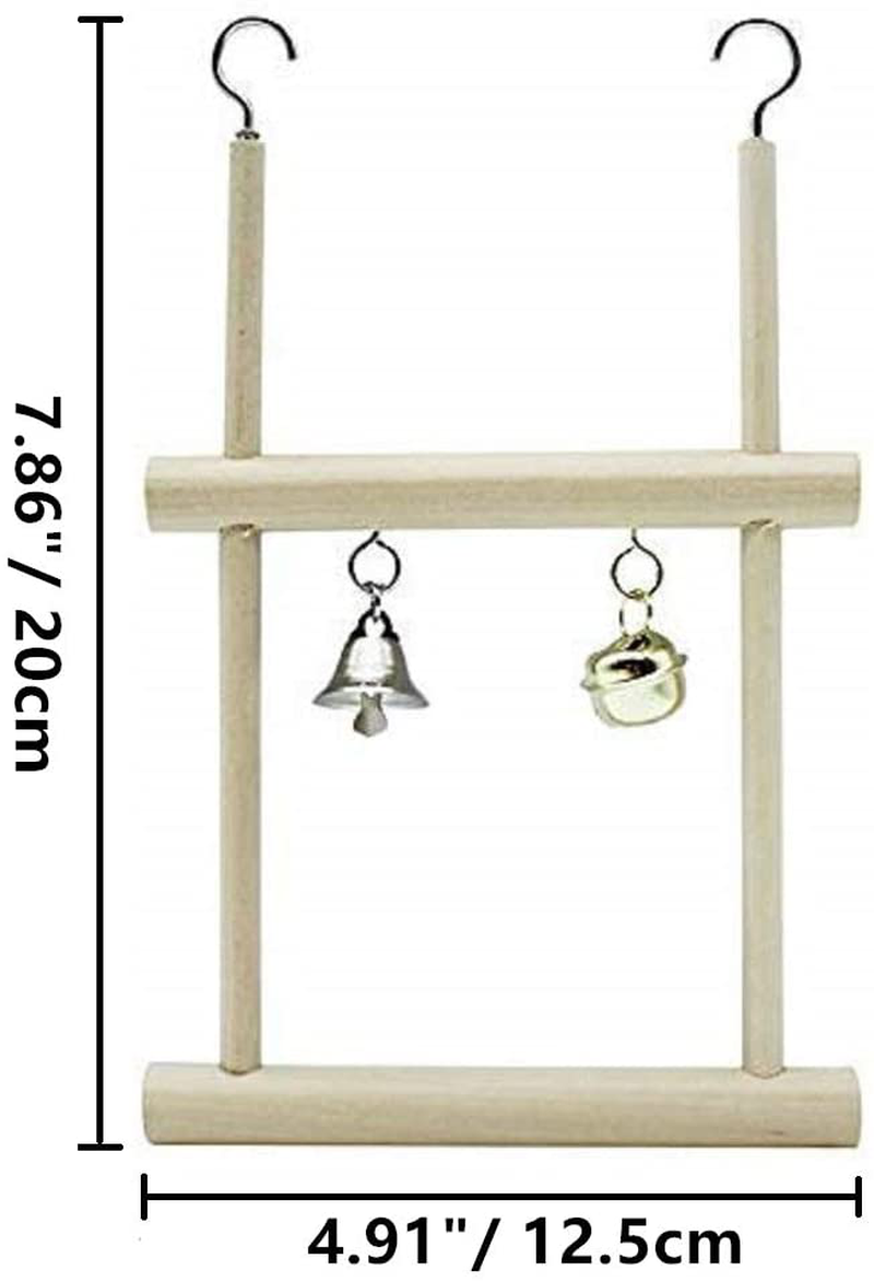 Parrot Perches Hanging Toys Natural Wood Bird Swing Perches Nest Play Stand Platform with Bells for Finch Parakeet Budgie African Grey Activity Cage Accessories Animals & Pet Supplies > Pet Supplies > Bird Supplies > Bird Gyms & Playstands Litewoo   