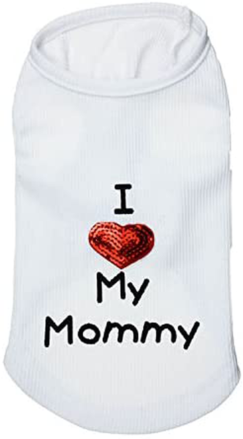 Dog Shirts I Love My Mom/Mommy Dad/Daddy Clothes Doggy Slogan Costume Cute Heart Vest for Small Dogs Puppy T-Shirt