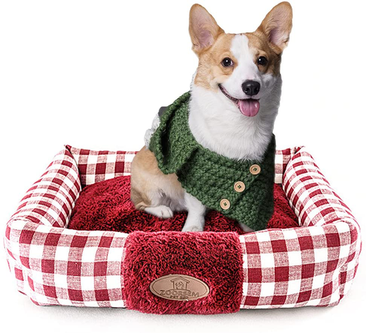 Decdeal Large Cat Beds for Indoor Cats, Plush Soft Pet Bed, Indoor Cat Beds & Dog Beds, Rectangle Cushion Bed Pet Supplies, Machine Washable, Slip-Resistant Bottom Animals & Pet Supplies > Pet Supplies > Dog Supplies > Dog Beds Decdeal Red 24"x20"x6" 