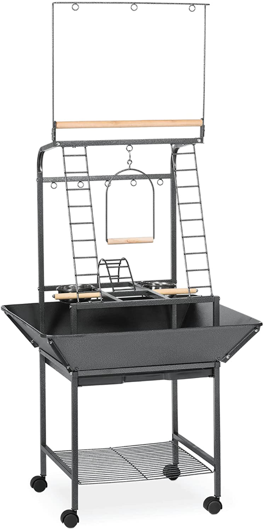 Prevue Pet Products Small Parrot Playstand 3181 Black Hammertone, 17.625-Inch by 16-1/2-Inch by 59-Inch