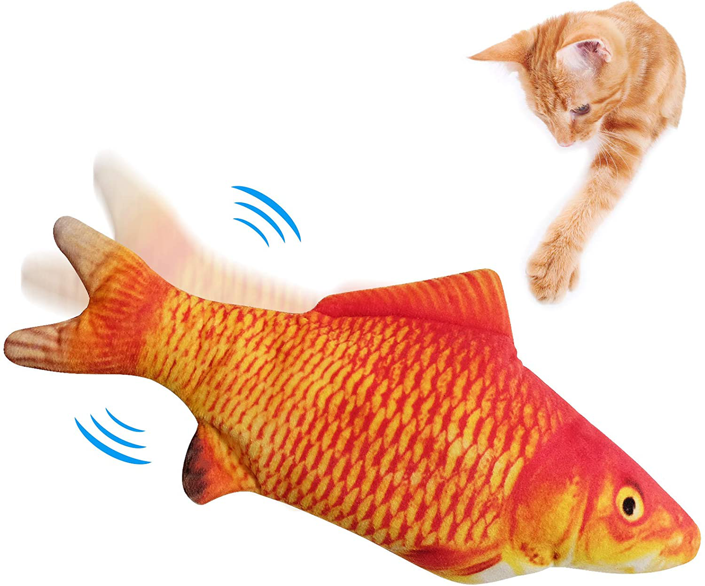 Floppy Fish Cat Toy, Realistic Flopping Fish Cat Toy, Interactive Cat Toys for Indoor Cats, Moving Fish Cat Toy, Kitten Toys, Catnip Toy, Cat Chew Toy, Automatic Cat Kicker Toy for Kitty Exercise Animals & Pet Supplies > Pet Supplies > Cat Supplies > Cat Toys FAYOGOO Red Carp  