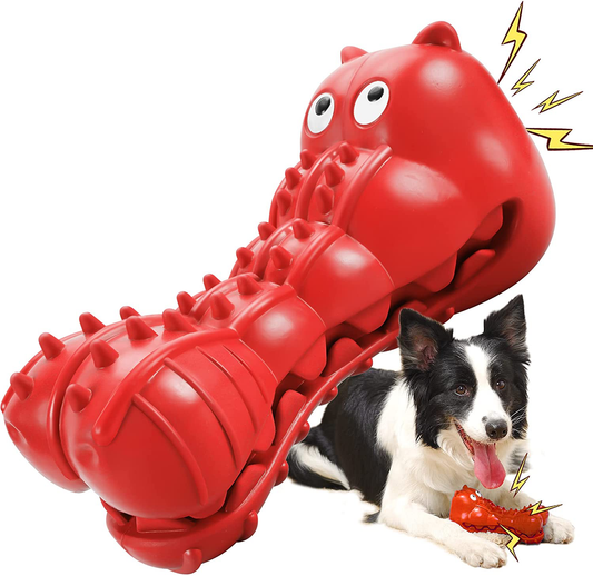 Rmolitty Squeaky Dog Toys for Aggressive Chewers, Tough Dog Chew Toys for Aggressive Chewers Indestructible Durable Dog Chew Toys for Large Medium Breed Dog with Non-Toxic Natural Rubber Animals & Pet Supplies > Pet Supplies > Dog Supplies > Dog Toys Rmolitty Hippo-red  