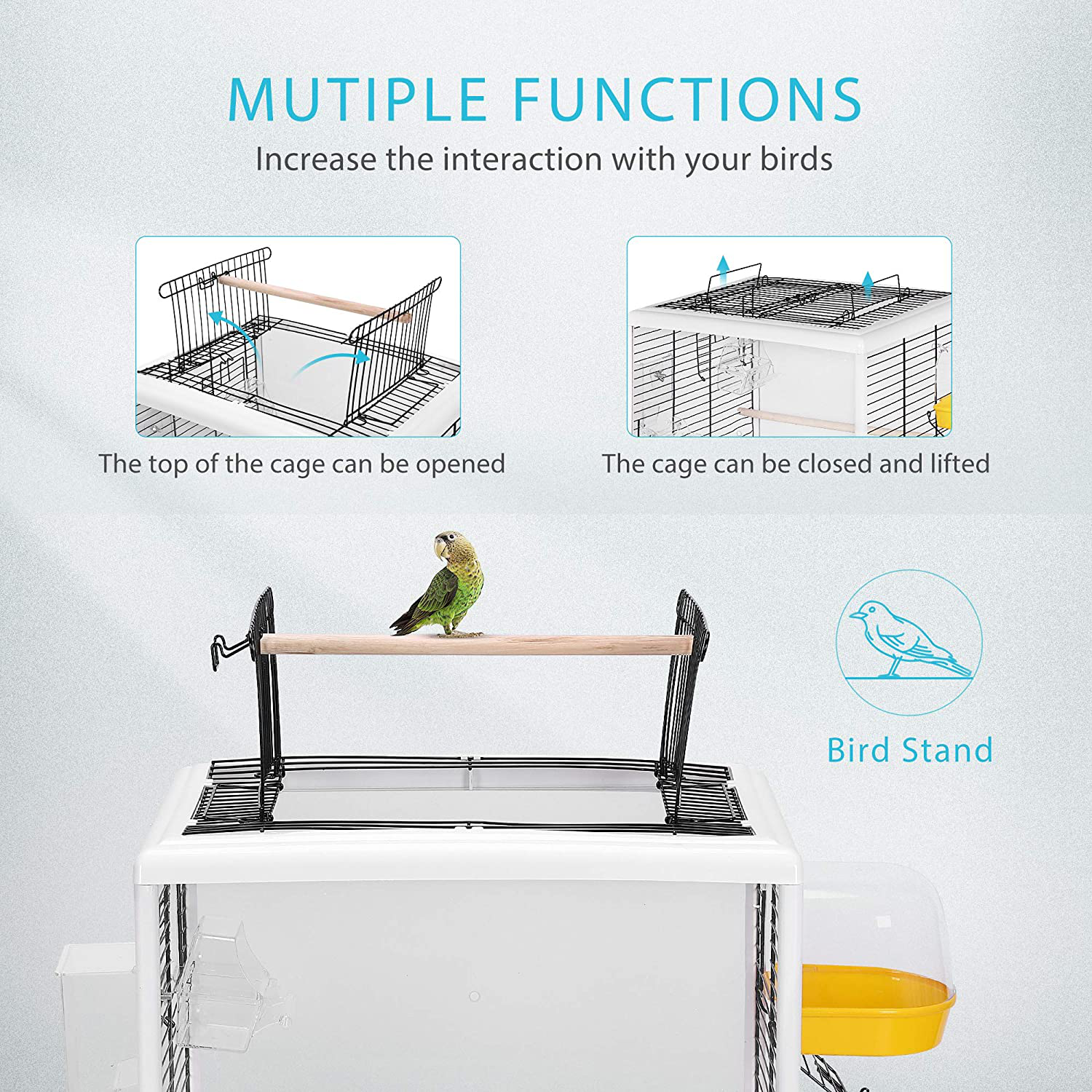 VIVOHOME 19 Inch Acrylic Bird Travel Carrier Cage for Parrots