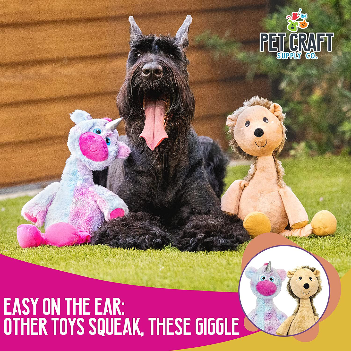 Pet Craft Supply Jiggle Giggle Dog Toys Funny Cute Giggling Sound Wiggly Shaking Tug Fetch Soft Chew Cuddle Plush Interactive Big Dog Toy for Medium to Large Breeds Multipack Boredom Relief