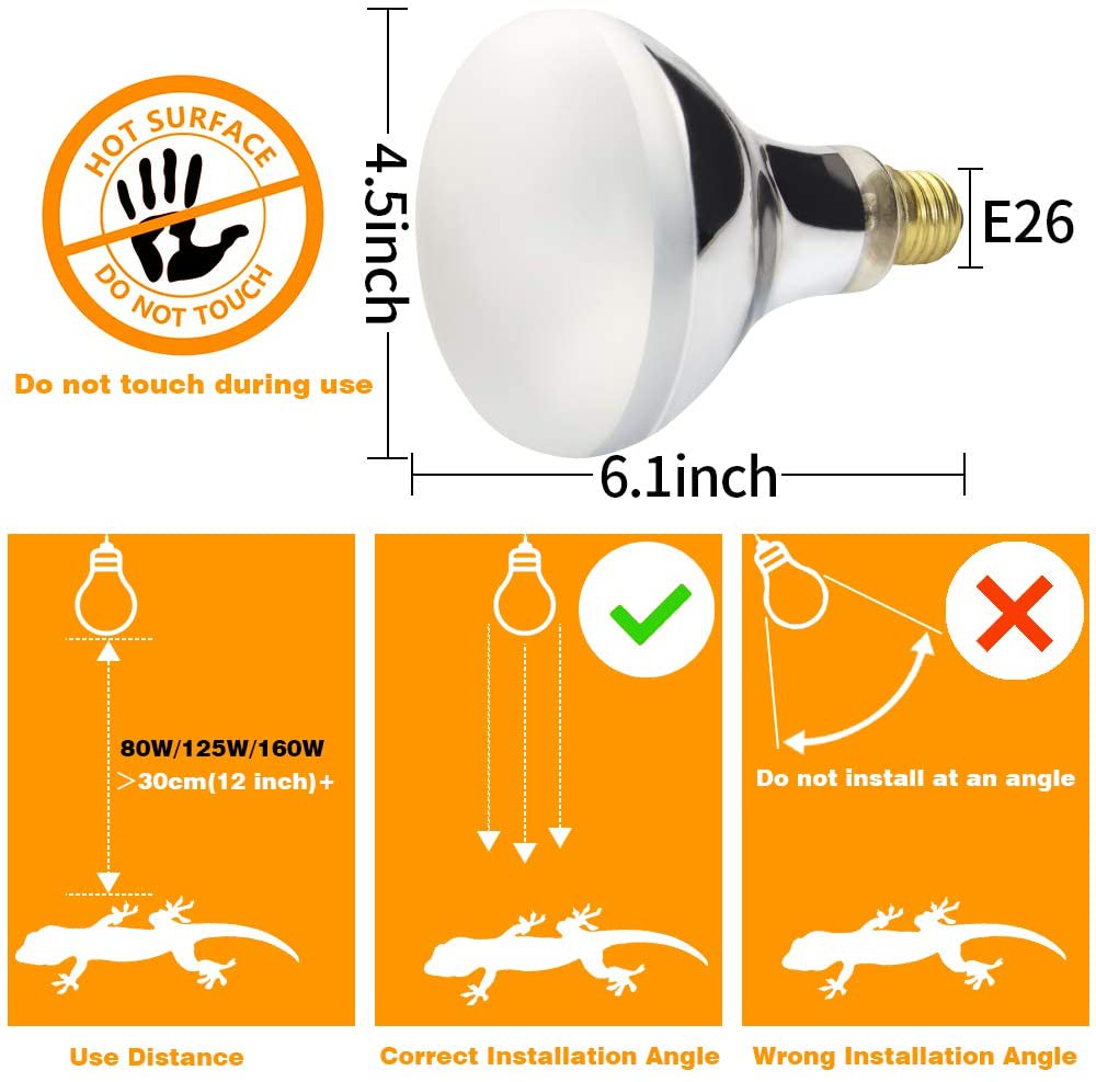 LUCKY HERP UVA+UVB Mercury Vapor Bulb High Intensity Self-Ballasted Heat Basking Lamp/Bulb/Light for Reptile and Amphibian