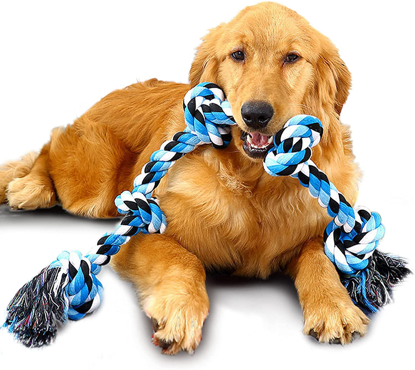 JR MODA Dog Tug Toy for Large Dogs, 3 Feet 5 Knots Indestructible Dog Rope Toy for Aggressive Chewers, Dog Chew Toys Tough Nature Cotton for Medium and Large Breed