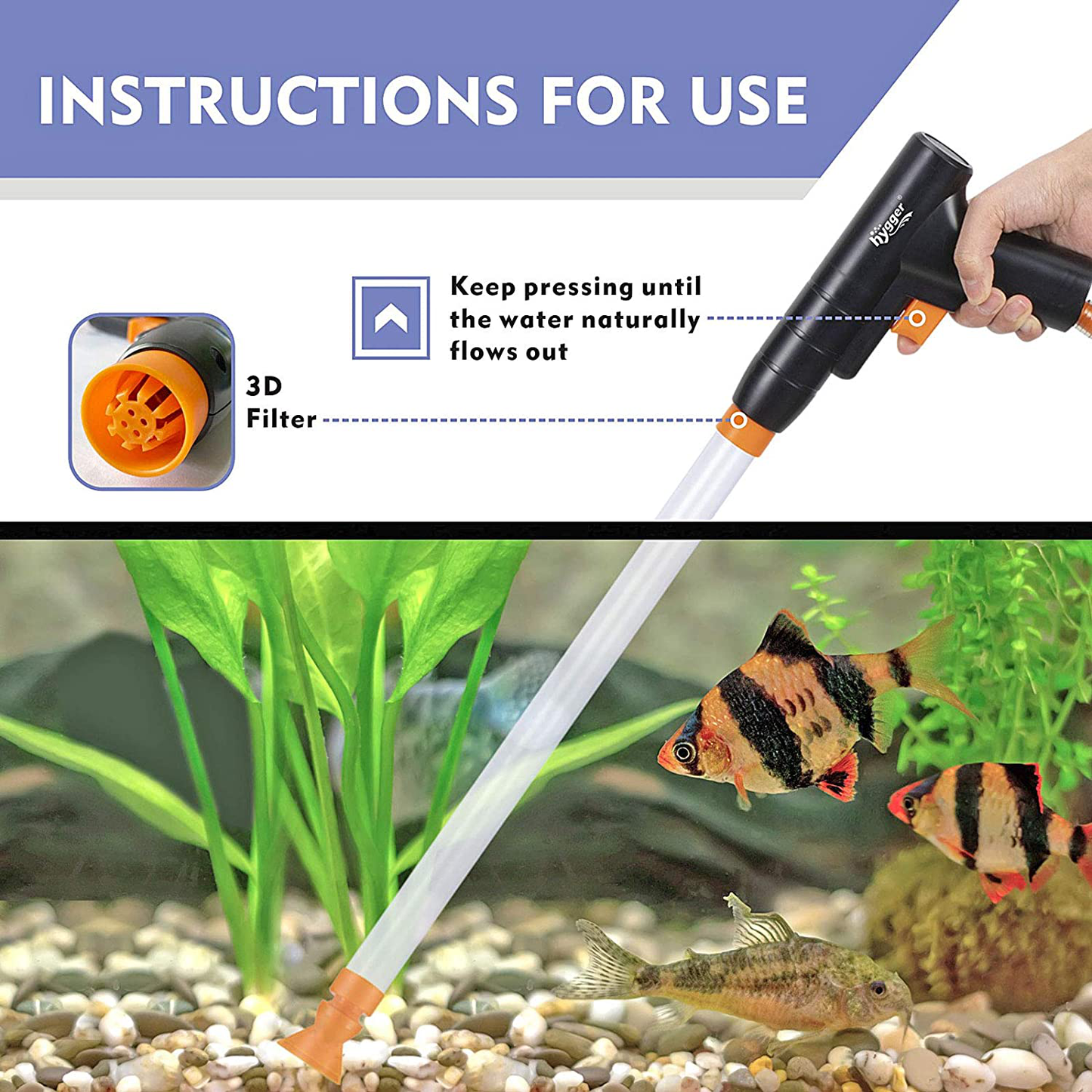 Hygger Aquarium Gravel Cleaner, New Quick Water Changer with Air-Pressing Button Fish Tank Sand Cleaner Kit Aquarium Siphon Vacuum Cleaner with Water Hose Controller Clamp Animals & Pet Supplies > Pet Supplies > Fish Supplies > Aquarium Fish Nets hygger   