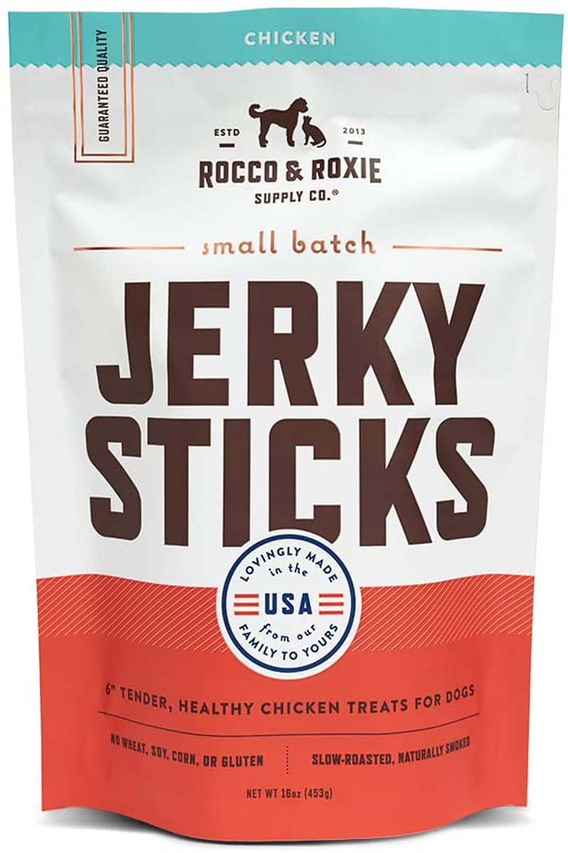 Rocco & Roxie - Jerky Dog Treats Made in the USA – Puppy Supplies - Training Treats for Dogs Potty Training - Slow Roasted Snacks for Small, Medium and Large Dogs - Soft Chews Animals & Pet Supplies > Pet Supplies > Dog Supplies > Dog Treats Rocco & Roxie Supply Co. Chicken, 16 oz  