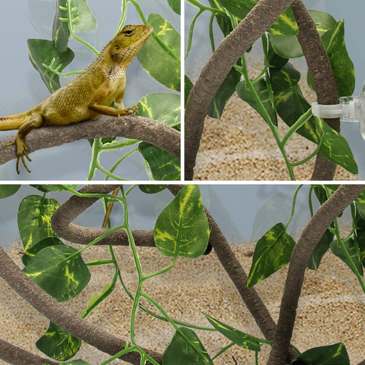 Coolrunner 8FT Reptile Vines and Flexible Reptile Leaves with Suction Cups Jungle Climber Long Vines Habitat Decor for Climbing, Chameleon, Lizards, Gecko Animals & Pet Supplies > Pet Supplies > Reptile & Amphibian Supplies > Reptile & Amphibian Habitat Accessories Coolrunner   