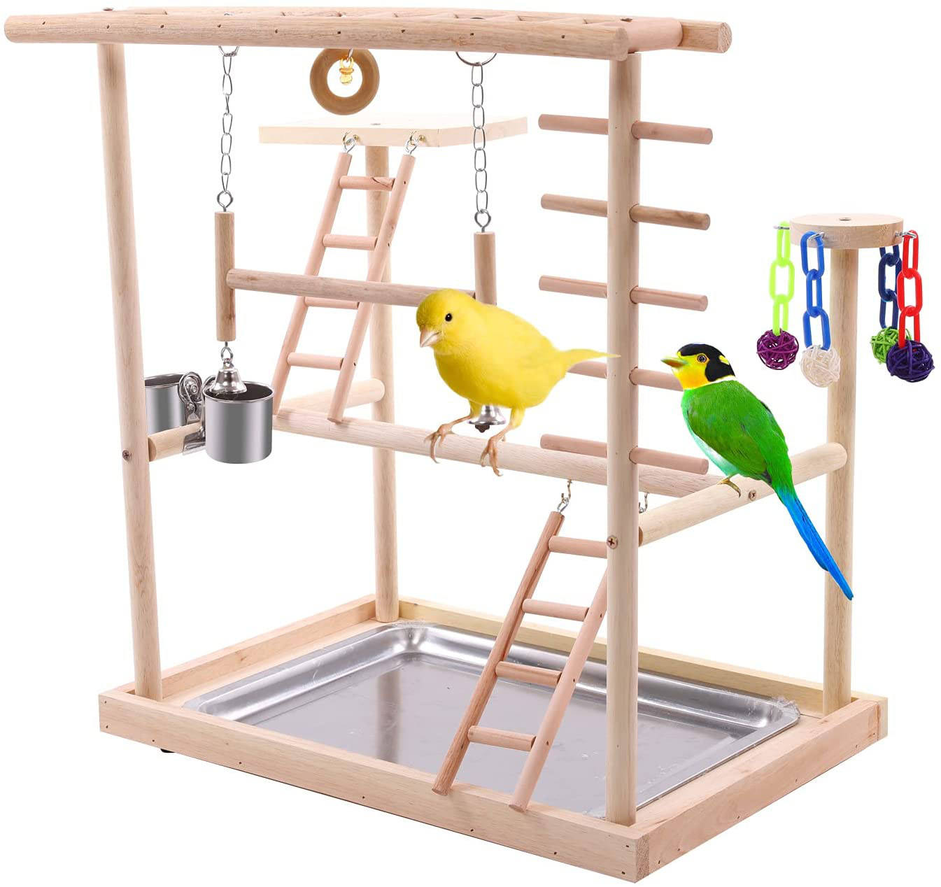 QBLEEV Bird Perches Nest Play Stand Gym Parrot Playground Playgym Playpen Playstand Swing Bridge Wood Climb Ladders Wooden Conures Parakeet Macaw African Animals & Pet Supplies > Pet Supplies > Bird Supplies > Bird Gyms & Playstands QBLEEV   