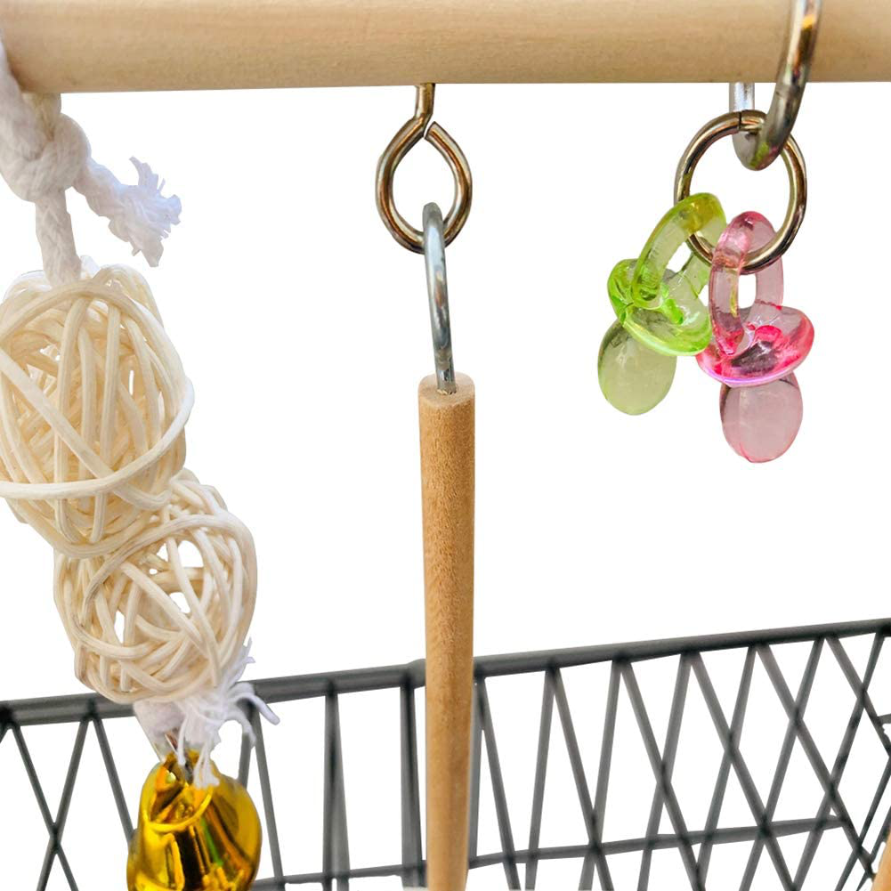 Hamiledyi Parrot Playground Parakeet Perches outside Cage Bird Climbing Ladder Swing Toy Natural Wood Cockatiel Play Gyms Stand for Small Conure Love Birds Finch African Grey Macaw Amazon Budgies