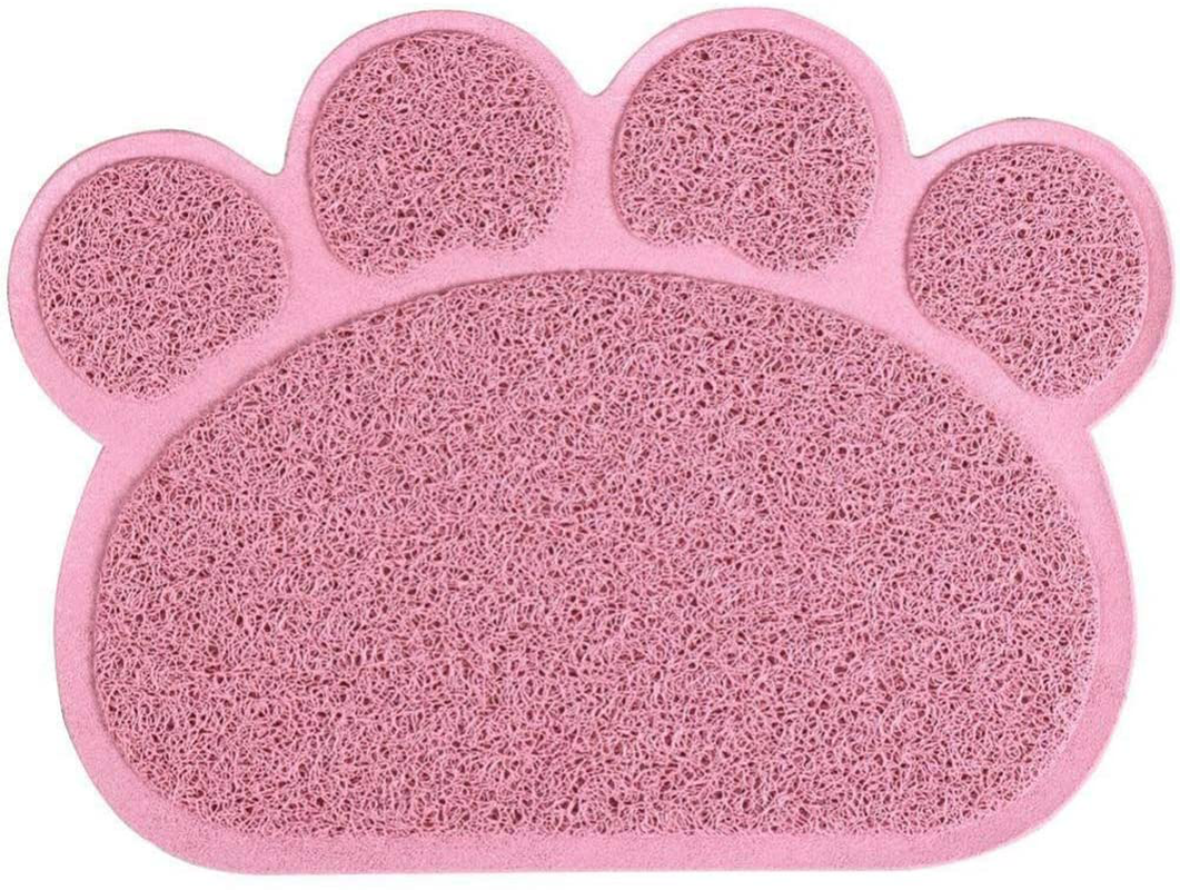 UEETEK Cat Litter Mat Non-Slip Pet Paw Shape Mat Pet Dog Cat Puppy Kitten Dish Bowl Food Water Placemat Mat 3040Cm (Pink) Animals & Pet Supplies > Pet Supplies > Cat Supplies > Cat Litter Box Mats UEETEK   