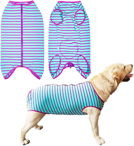 Kukaster Pet Dog’S Recovery Suit Post Surgery Shirt for Female and Male Dog, E-Collar Alternative Wound Protective Clothes for Big Dogs Animals & Pet Supplies > Pet Supplies > Dog Supplies > Dog Treadmills Kukaster Pet purple stripe 3xl 
