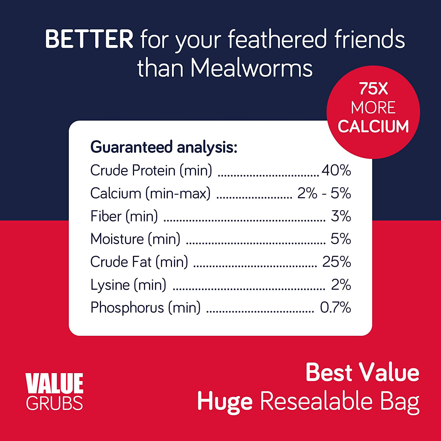 Value Grubs 4 Lbs - Better than Dried Mealworms for Chickens - Non-Gmo & 75X More Calcium than Meal Worms - Chicken Feed & Molting Supplement - BSF Larvae Treats for Hens, Ducks, Wild Birds Animals & Pet Supplies > Pet Supplies > Bird Supplies > Bird Treats Value Grubs   