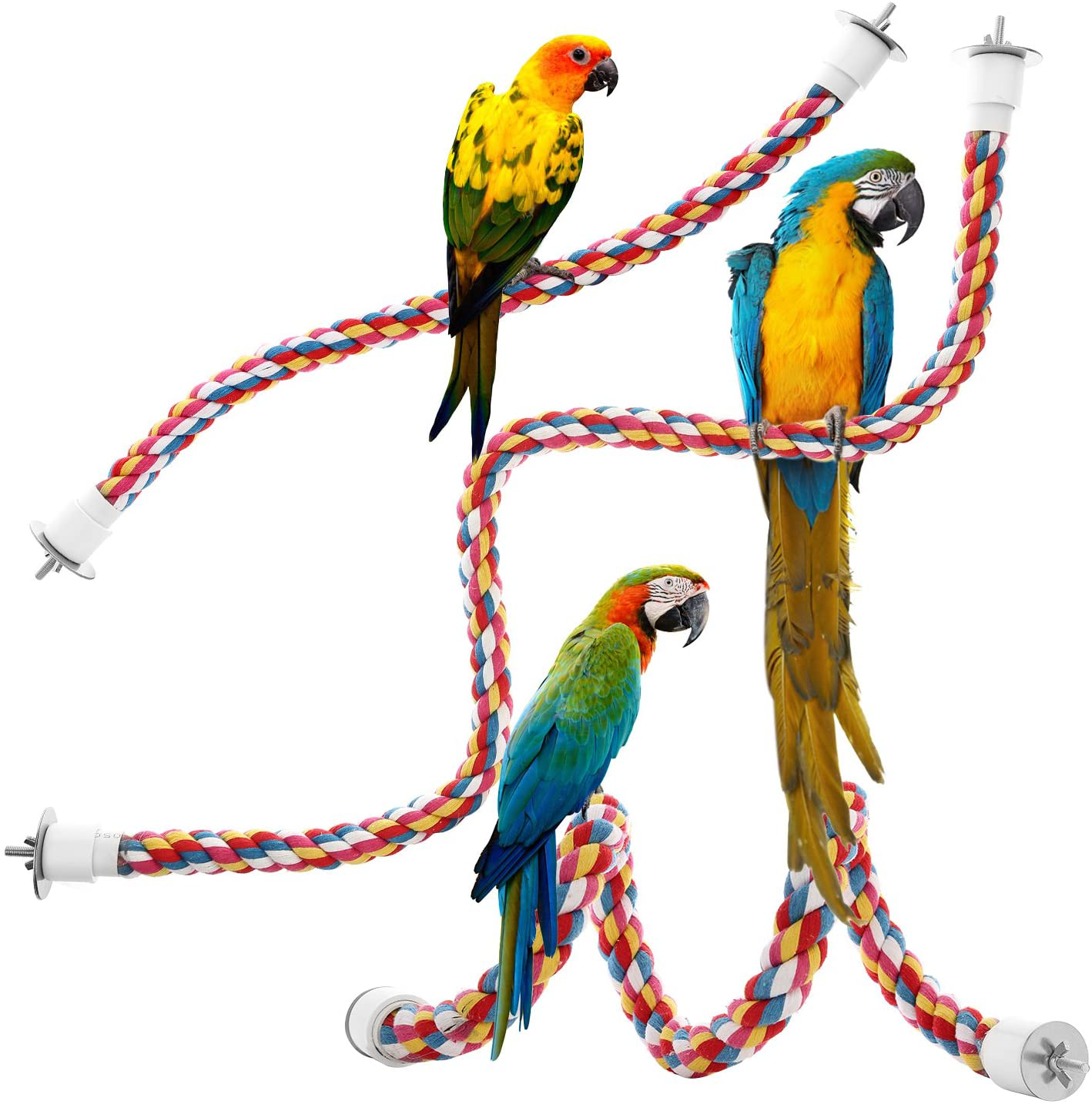 Jusney Bird Rope Perches, Comfy Perch Parrot Toys for Rope Bungee Bird Toy [1 Pack] Animals & Pet Supplies > Pet Supplies > Bird Supplies > Bird Ladders & Perches Jusney 33 inches  