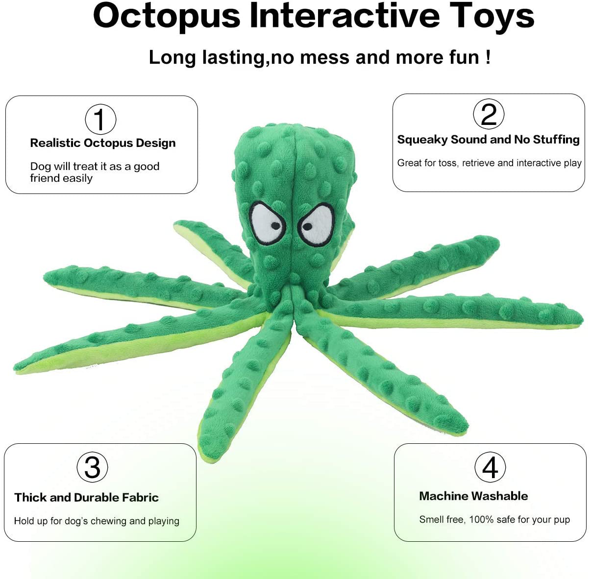 CPYOSN Dog Squeaky Toys Octopus - No Stuffing Crinkle Plush Dog Toys for Puppy Teething, Durable Interactive Dog Chew Toys for Small to Medium Dogs Training and Reduce Boredom, 2 Pack Animals & Pet Supplies > Pet Supplies > Dog Supplies > Dog Toys CPYOSN   