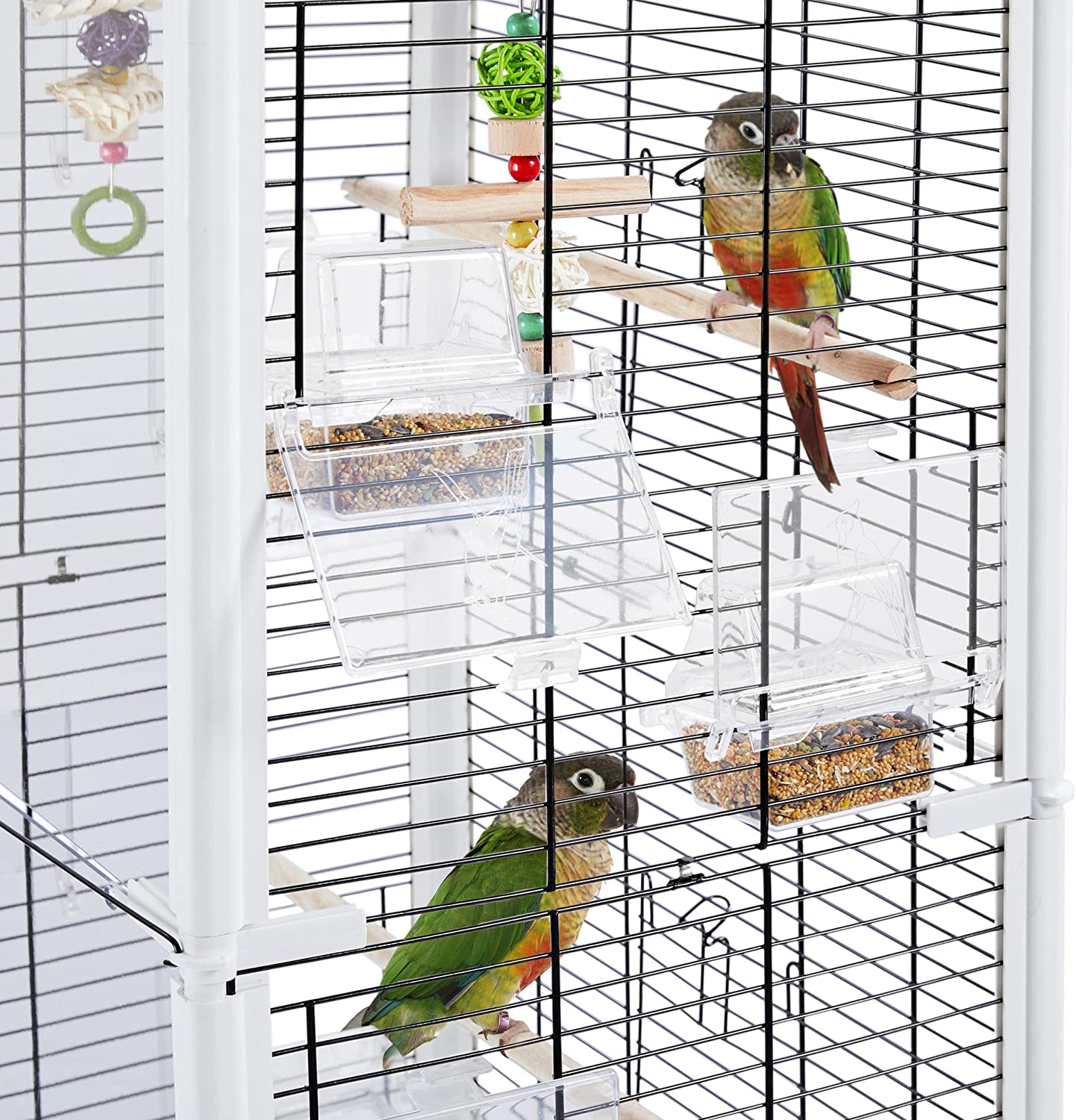 Topeakmart Rolling Open Top Transparent Parakeet Bird Cage for Small Birds Canaries Cockatiels Conures W/Toys Animals & Pet Supplies > Pet Supplies > Bird Supplies > Bird Cages & Stands Topeakmart   