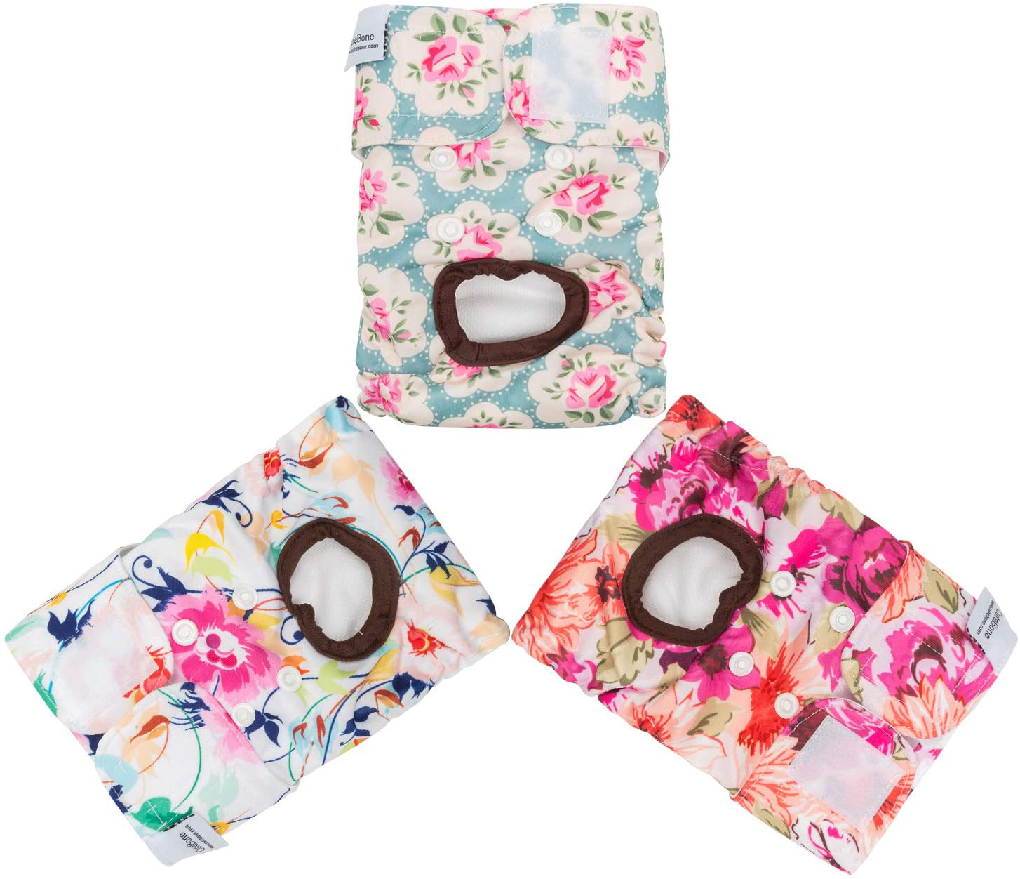 Cutebone Reusable Dog Diapers Female 3 Pack Washable Puppy Pants for Doggie Heat Period