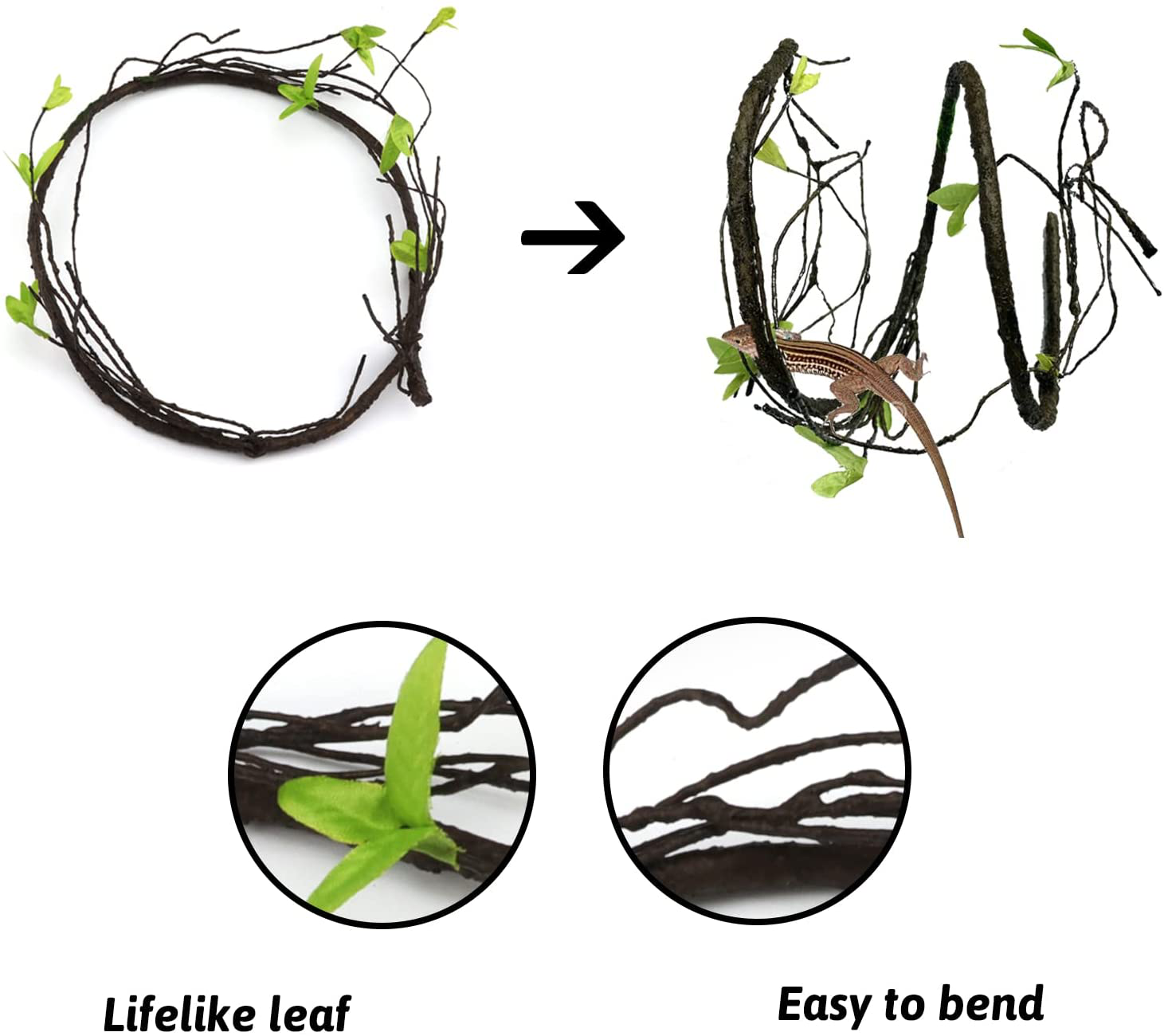Pietypet Reptile Lizard Habitat Decor Accessories, Bearded Dragon Hammock, Reptile Hammock with Artificial Climbing Vines and Plants for Chameleon, Lizards, Gecko, Snakes, Lguana Animals & Pet Supplies > Pet Supplies > Reptile & Amphibian Supplies > Reptile & Amphibian Habitats PietyPet   