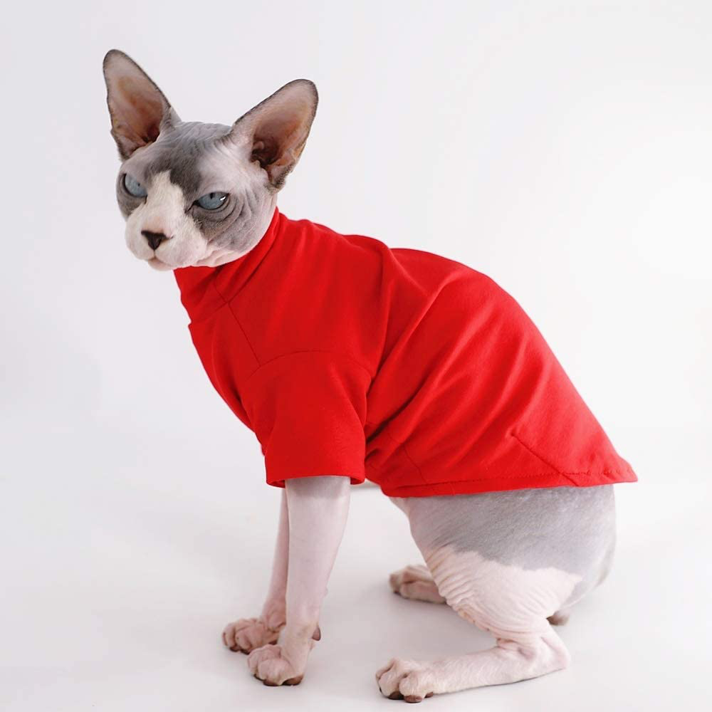 Sphynx Cat Clothes Winter Thick Cotton T-Shirts Double-Layer Pet Clothes, Pullover Kitten Shirts with Sleeves, Hairless Cat Pajamas Apparel for Cats & Small Dogs Animals & Pet Supplies > Pet Supplies > Cat Supplies > Cat Apparel Kitipcoo   