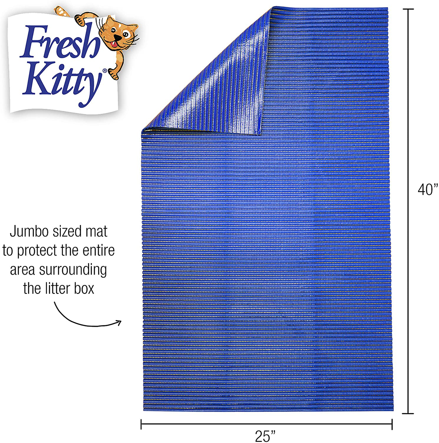 Fresh Kitty Durable XL Jumbo Foam Litter Mat – Phthalate and BPA Free, Water Resistant, Traps Litter from Box, Scatter Control, Easy Clean Mats – Blue (9032) Animals & Pet Supplies > Pet Supplies > Cat Supplies > Cat Litter Box Mats Fresh Kitty   