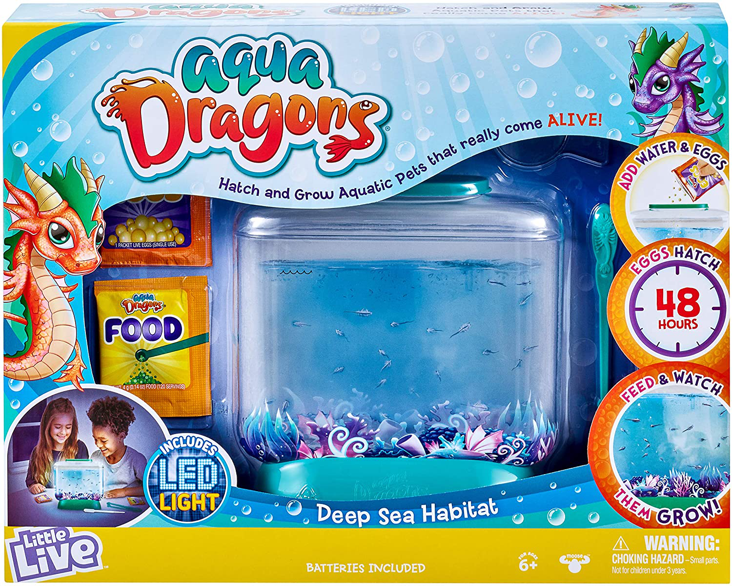 Little Live Aqua Dragons - Deep Sea Habitat - LED Light up Tank Hatch and Grow Aquatic Pets