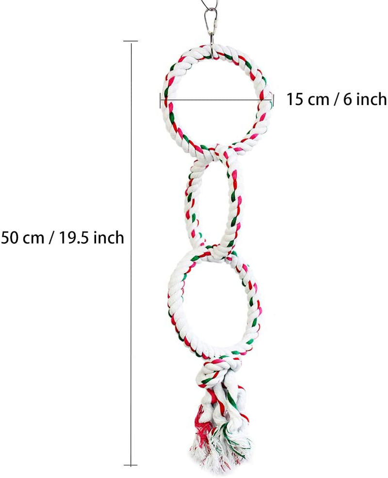 Leerking Bird Hanging Perches Swings Toy Parrot Circle Ring Cotton Rope Bird Cage Chewing Toys Bungee Animals & Pet Supplies > Pet Supplies > Bird Supplies > Bird Ladders & Perches LeerKing   