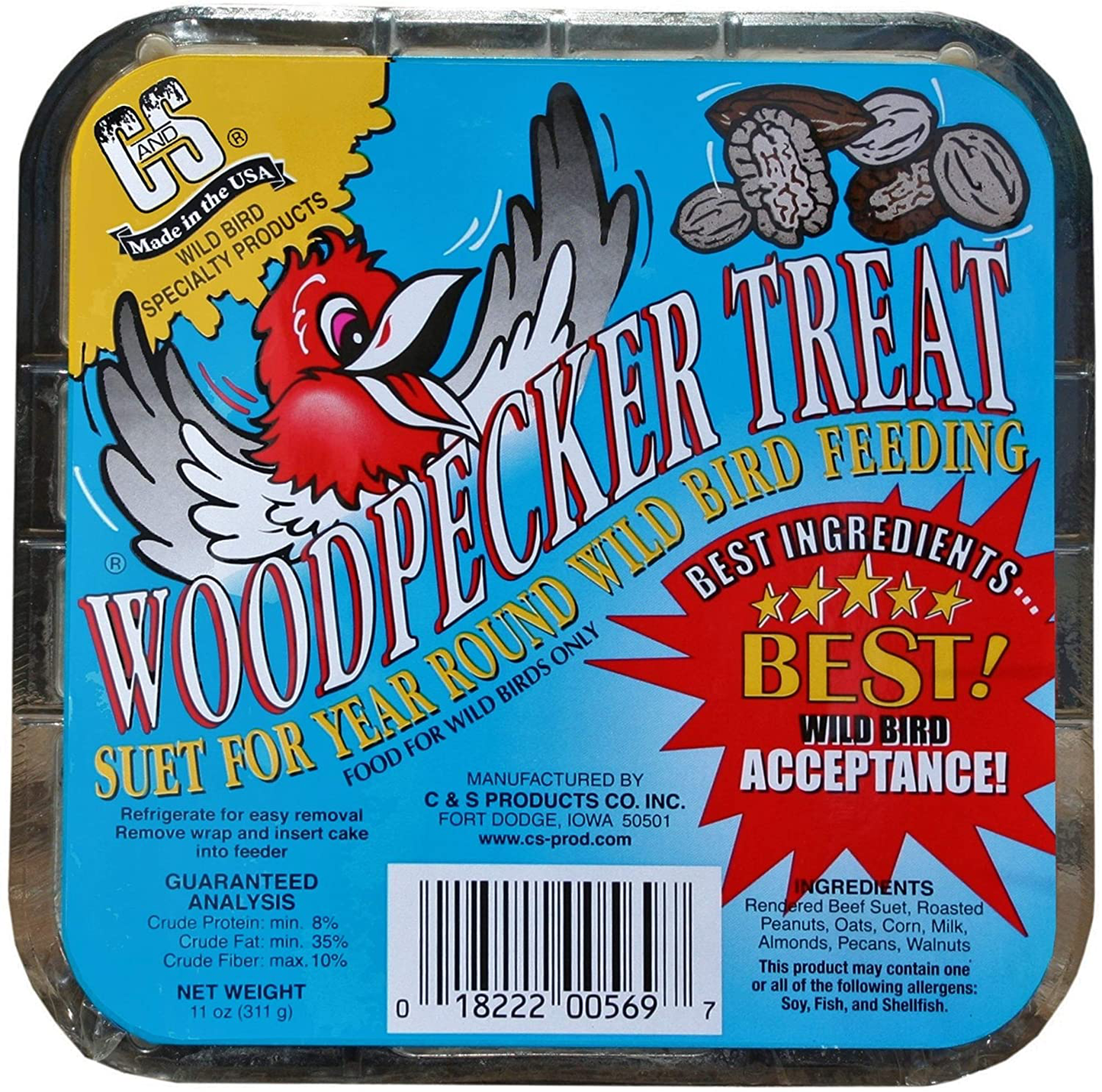 C&S Suet Treats for Wild Birds, 12 Pack Animals & Pet Supplies > Pet Supplies > Bird Supplies > Bird Treats C&S Woodpecker  