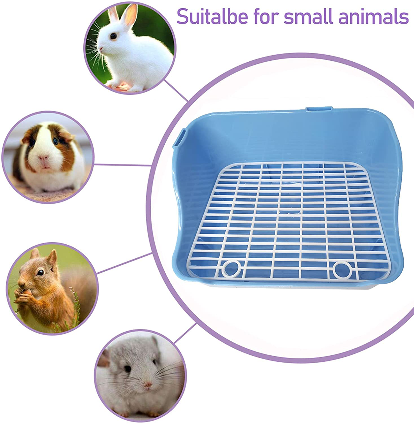 Kathson Rabbit Litter Box Pets Toilet Potty Trainer Corner Small Animals Litter Bedding Box Plastic Square Cage Box Pet Pan for Guinea Pig Hamster Bunny Gerbils Animals & Pet Supplies > Pet Supplies > Small Animal Supplies > Small Animal Bedding kathson   