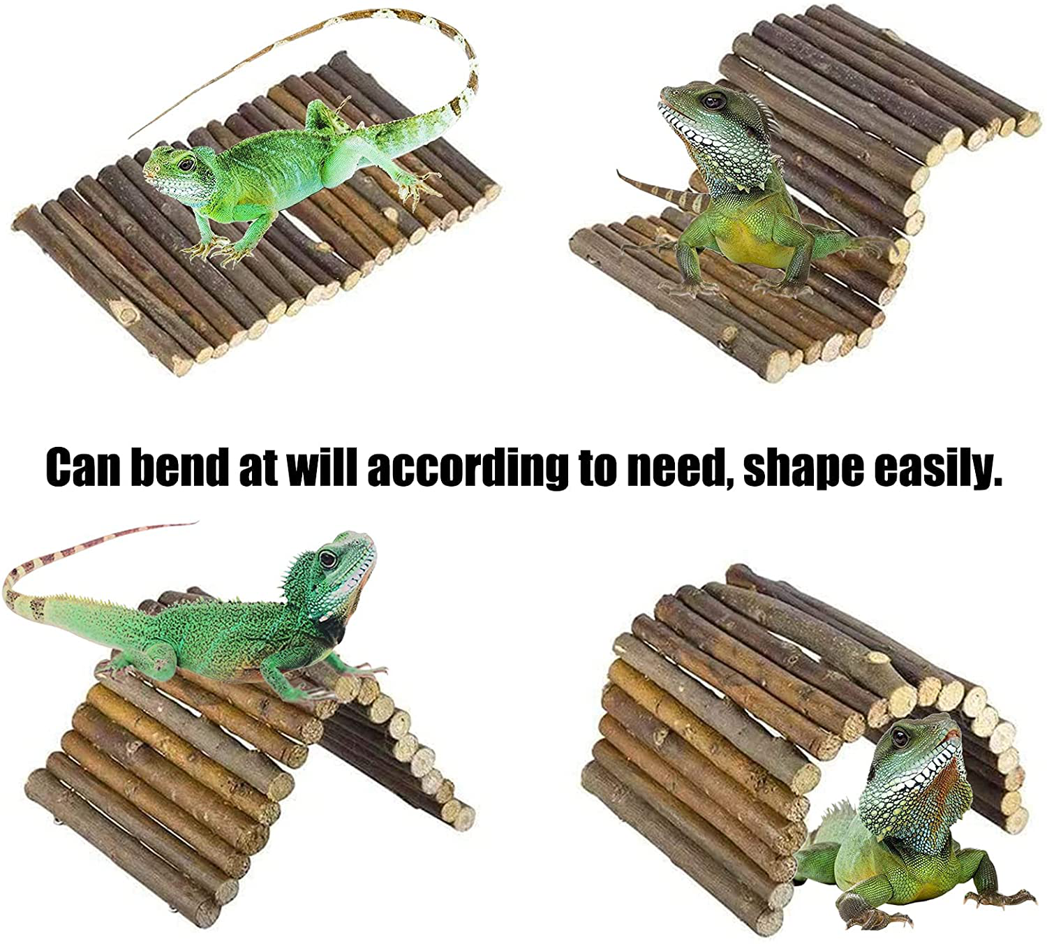 PINVNBY Reptile Soft Bendable Wooden Ladder Bridge Hideout Bearded Dragon Artificial Plastic Vines Plant with Suction Cup Cave Reptile Habitat Accessory for Lizard Bearded Dragon Gecko Chameleon Snake Animals & Pet Supplies > Pet Supplies > Small Animal Supplies > Small Animal Habitat Accessories PINVNBY   