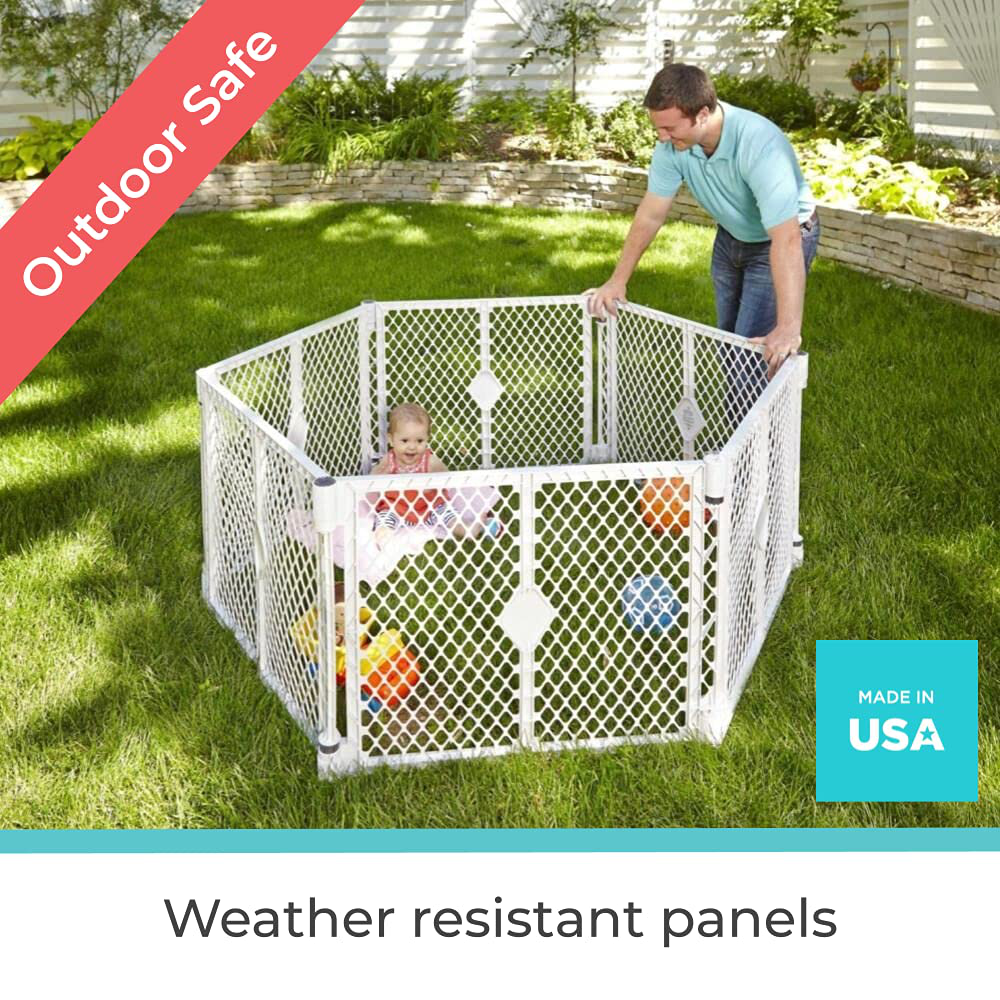 Toddleroo by North States Superyard 6 Panel Baby Play Yard/Barrier with Wall Mount Kit: Create a Safe Play Area or Extra Wide Baby Gate Anywhere. 38.5" - 201" Wide, 18.5 Ft. Enclosure (26" Tall, Gray) Animals & Pet Supplies > Pet Supplies > Dog Supplies > Dog Treadmills Toddleroo by North States   