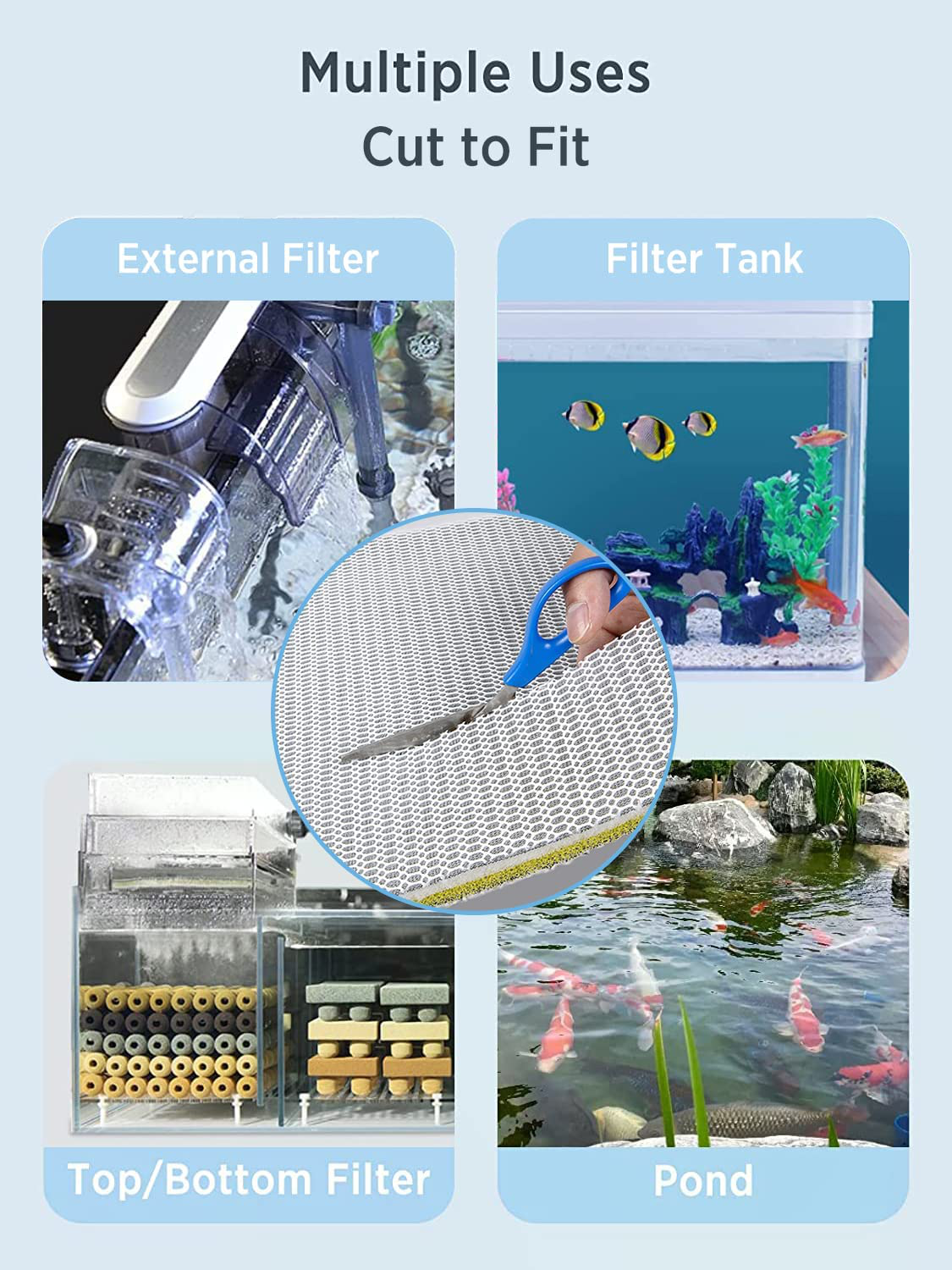 Kaiyopop Aquarium Filter Media, Upgraded 6-Layer Fish Filter Floss