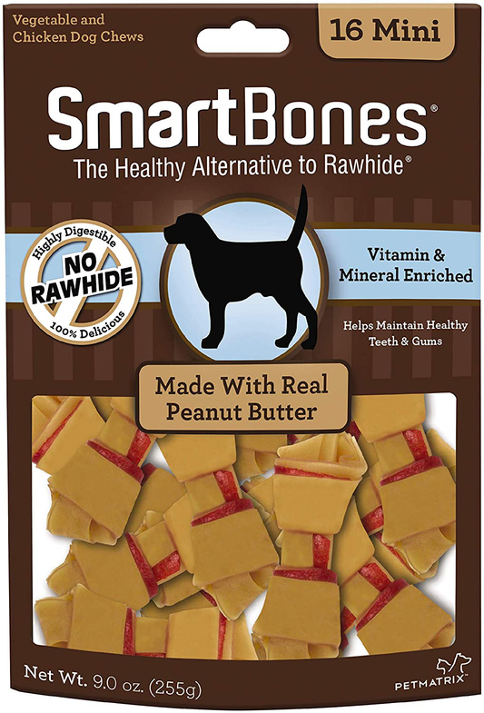 Smartbones Beef Dog Chew Animals & Pet Supplies > Pet Supplies > Small Animal Supplies > Small Animal Treats Smart Bone Peanut Butter 16 Count (Pack of 1) 