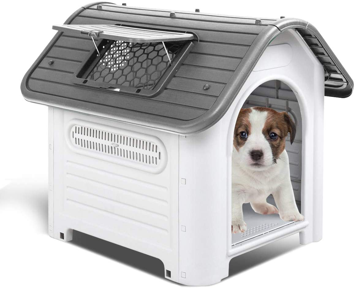 Magshion up to 30Lb Medium Size 30" H Plastic Outdoor Dog House Pet at Kennel Puppy Shelter Skylight