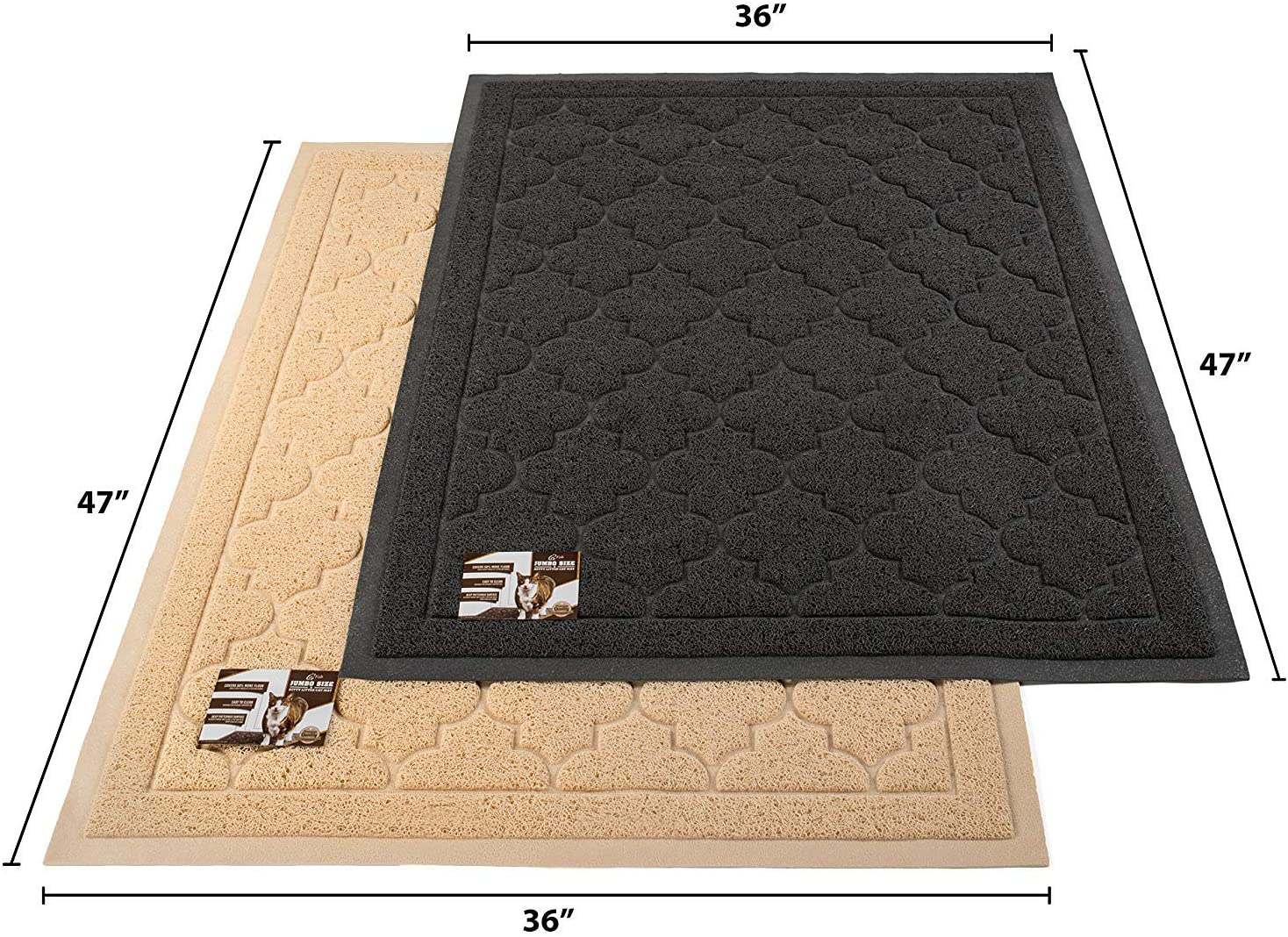 Cat Fab Cat Litter Mat, Jumbo Size (47" X 36"), Bpa-Free Soft to Paws Rug, Prevents Kitty Litter Scatter, Stylish Design and Color Animals & Pet Supplies > Pet Supplies > Cat Supplies > Cat Litter Box Mats Cat Fab   