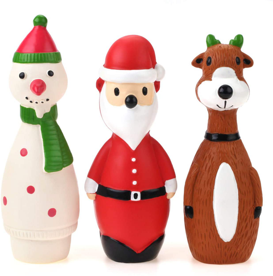 Chiwava 3 Pack Small Christmas Dog Toys for Interactive Dogs Latex Squeaky Santa Toy Animals & Pet Supplies > Pet Supplies > Dog Supplies > Dog Toys CHIWAVA   