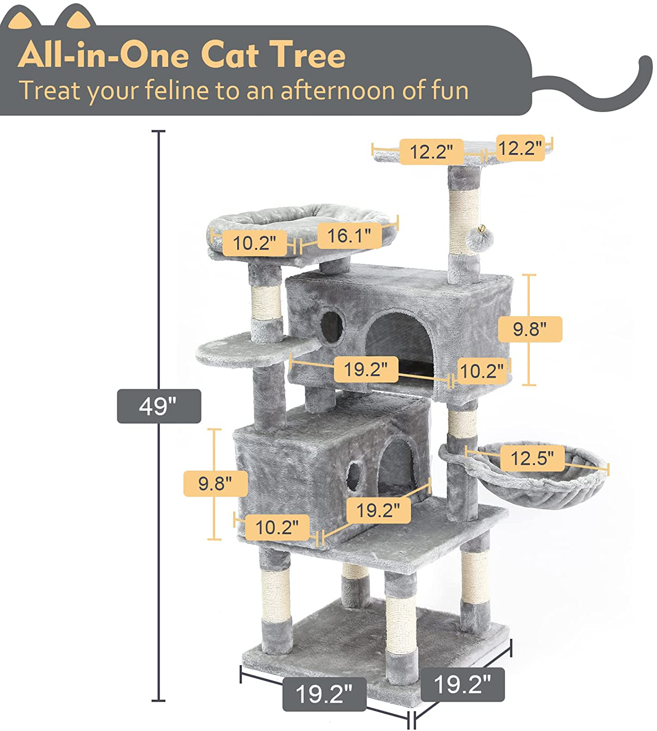 SUPERJARE Cat Tree Condo Furniture with Scratching Posts, Plush Cozy Perch and Dangling Balls, Multi-Level Kitten Tower Animals & Pet Supplies > Pet Supplies > Cat Supplies > Cat Furniture SUPERJARE   