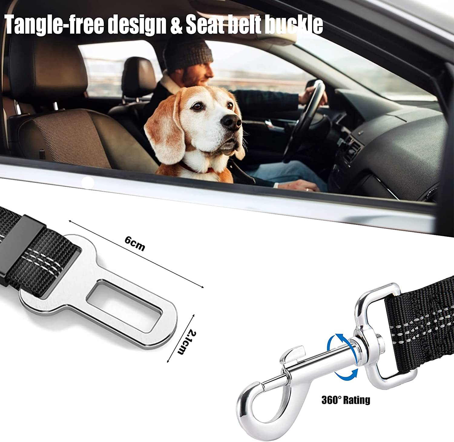 Sixbaola Dog Seat Belt, 2 Pack 2-In-1 Dog Car Seatbelt Headrest Restraint Adjustable Reflective Pet Safety Seat Belt Clip Buckle Tether for Large Medium Small Dogs Animals & Pet Supplies > Pet Supplies > Dog Supplies > Dog Treadmills Sixbaola   