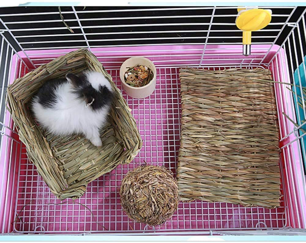 Hamiledyi Grass Mat Woven Bed Mat for Small Animal Large Bunny Bedding Nest Chew Toy Bed Play Toy for Guinea Pig Parrot Rabbit Bunny Hamster Rat Animals & Pet Supplies > Pet Supplies > Small Animal Supplies > Small Animal Bedding Hamiledyi   