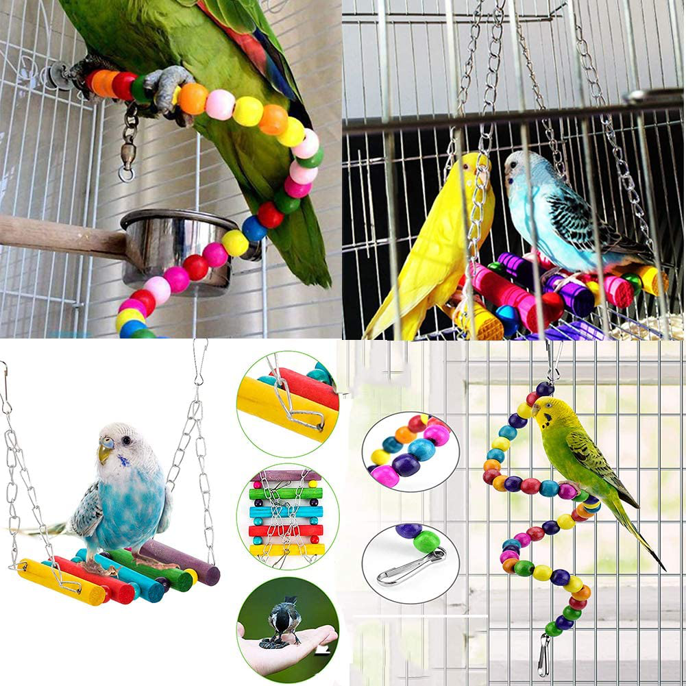 JIAYUE Bird Parrot Toys - 8 Pieces, Parrot Chewing Toys Bird Cage Accessories Perfect Bird Toy Used for Parakeets, Small Parrots, Conures, Macaws, Starlings, Finch Animals & Pet Supplies > Pet Supplies > Bird Supplies > Bird Toys JIAYUE   