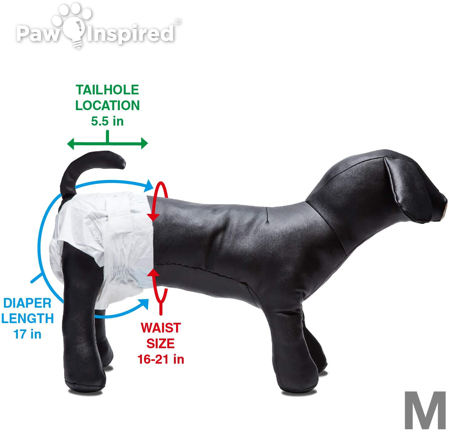 Paw Inspired Disposable Dog Diapers | Female Dog Diapers Ultra Protection | Diapers for Dogs in Heat, Excitable Urination, or Incontinence Animals & Pet Supplies > Pet Supplies > Dog Supplies > Dog Diaper Pads & Liners Paw Inspired   