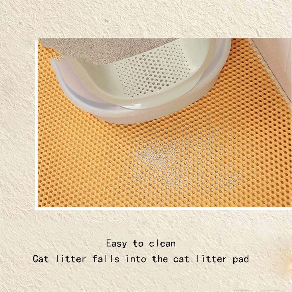 Double-Layer Cat Litter Mat Pet Mat, Water Stop Dog Playing with Cat Litter Box Filter Mat Rubbing Foot Mat (Color : Beige, Size : 22.83 14.56In)