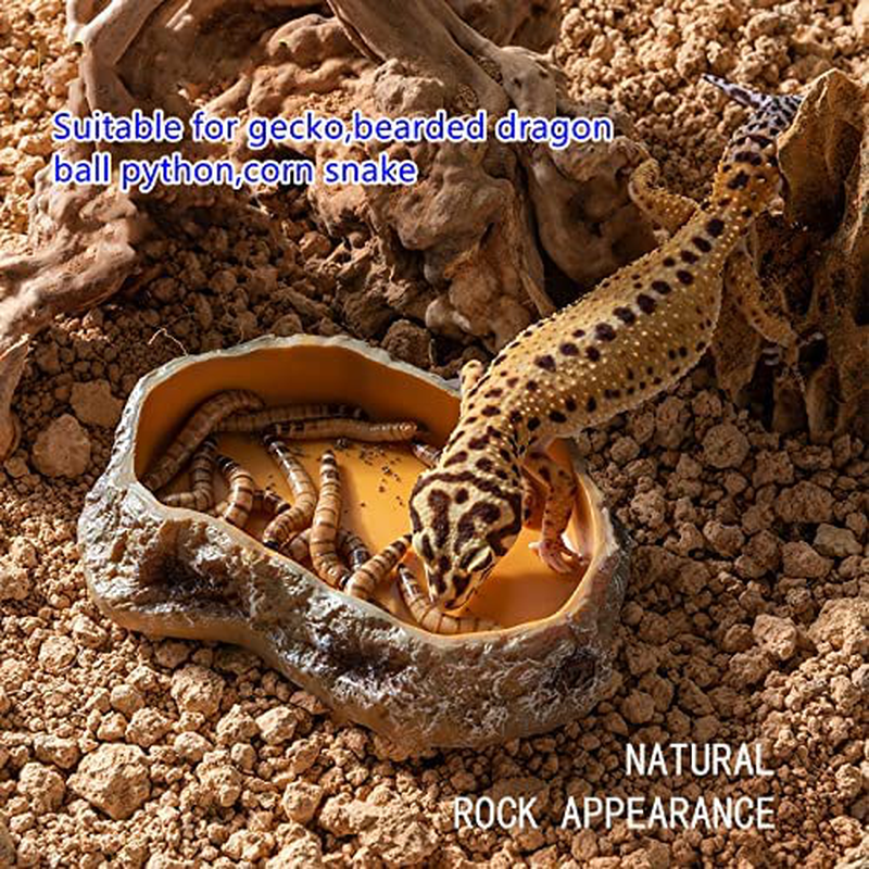 Runxf Extra Large Simulation Rock Reptile Feeding Bowls Resin Corn Snake Ball Python Iguana Bearded Dragon Tortoise Food Water Dish Bathing Bowl Habitat Accessories, 9.5 Inch X 6 Inch Animals & Pet Supplies > Pet Supplies > Reptile & Amphibian Supplies > Reptile & Amphibian Habitat Accessories RunXF   