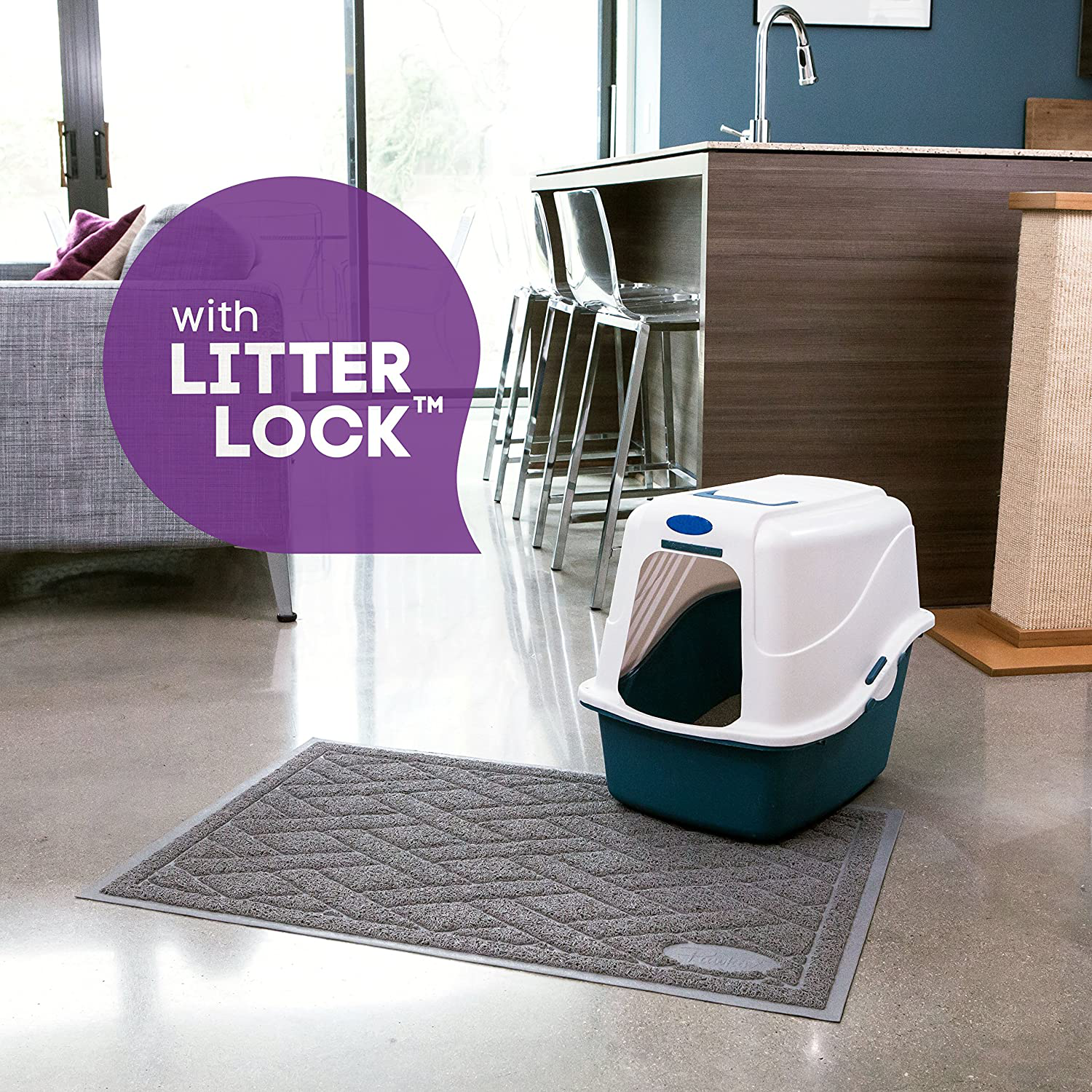 Pawkin Cat Litter Mat, Patented Design with Litter Lock Mesh, Durable, Easy to Clean, Soft, Fits under Litter Box, Litter Free Floors Animals & Pet Supplies > Pet Supplies > Cat Supplies > Cat Litter Box Mats Pawkin   