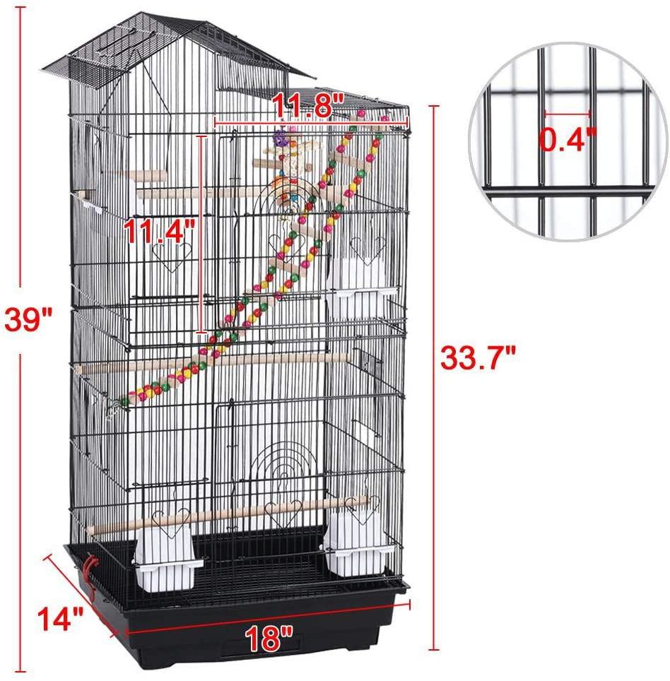 Topeakmart Large Parakeet Bird Cage on Wheels for Budgies Finches Canaries Lovebirds Animals & Pet Supplies > Pet Supplies > Bird Supplies > Bird Cages & Stands Topeakmart   