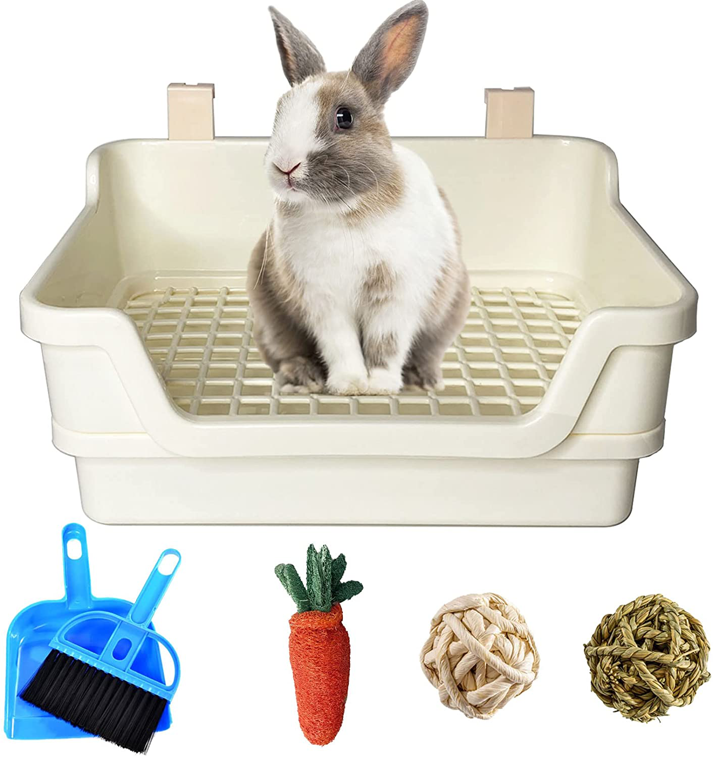 Kathson Large Rabbit Litter Box Trainer Rabbit Toilet Small Animal Potty Bunny Litter Pan Box for Adult Guinea Pig Rats Chinchilla Ferret Galesaur Animals & Pet Supplies > Pet Supplies > Small Animal Supplies > Small Animal Bedding kathson White  