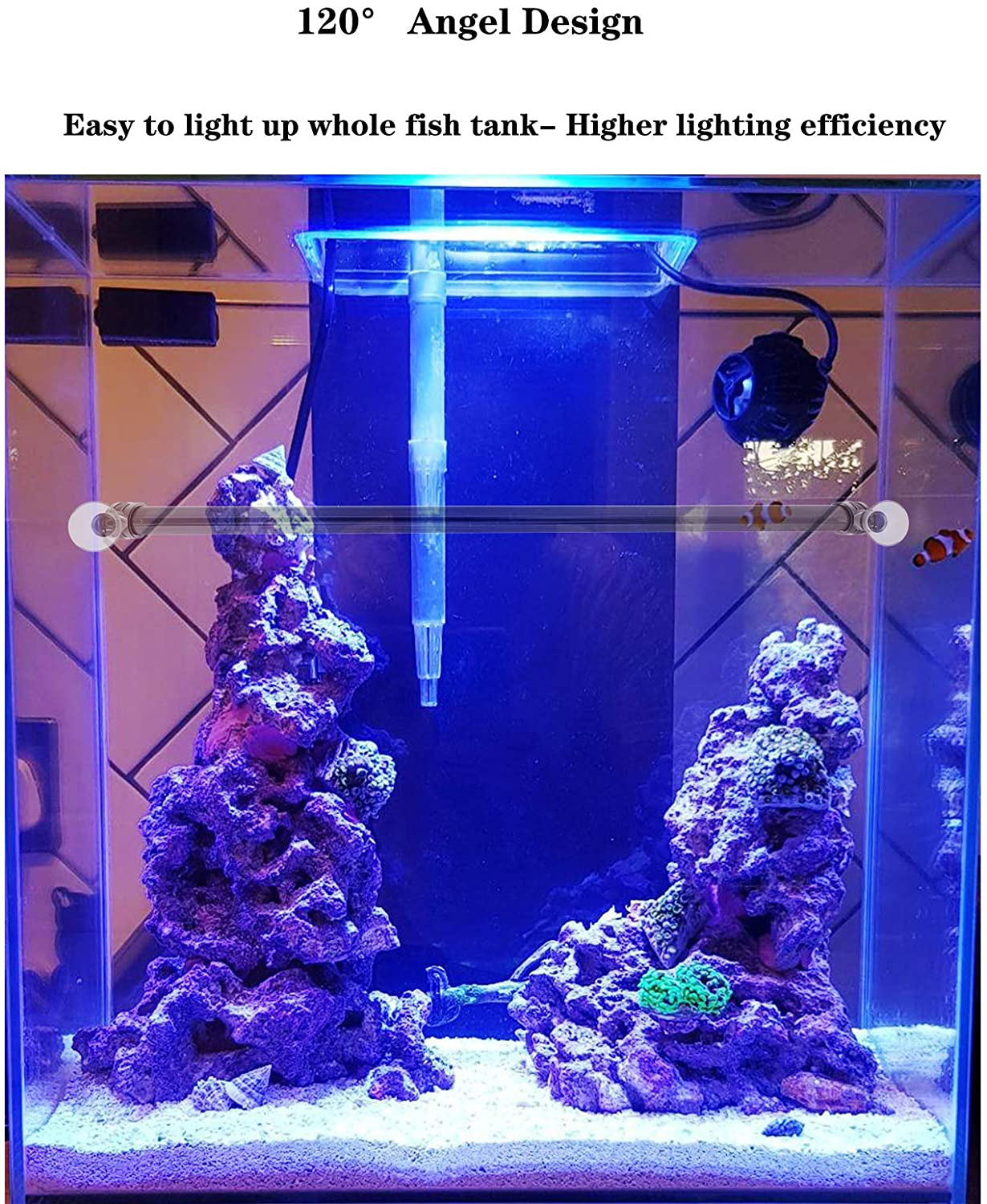 Lominie Submersible LED Aquarium Light, IP68 Waterproof Fish Tank Light with Timer, 3 Lighting Modes Dimmable Crystal Glass Light for Reef, Coral, Freshwater Refugium Algae Fish Tank