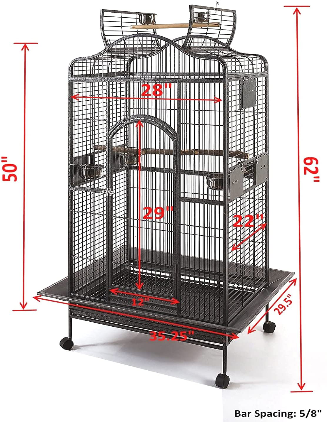 Extra Large Elegant Wrought Iron Open Dome Top Perch Stand Bird Parrot Finch Macaw Cockatoo Rolling Cage Animals & Pet Supplies > Pet Supplies > Bird Supplies > Bird Cages & Stands Mcage   